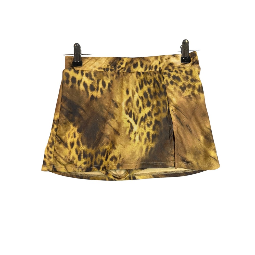 Urban Outfitters Leopard Print Mesh Skort Brown Tan Animal Print XS Mini Skirt